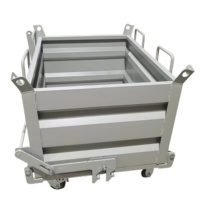Bac à ferraille basculant auto-déchargeur pour chariot élévateur, grande capacité, multi-prises de levage, haute capacité de charge, pour le recyclage des déchets d'usine de fabrication