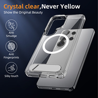 Coque de téléphone magnétique de haute qualité transparente anti-rayures anti-jaunissement avec support pour Samsung S26 25 Ultra iPhone