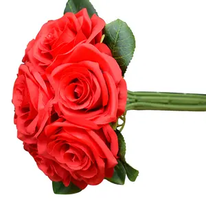 Harga Eropa Buatan Bulu Bunga 7 Kepala Mawar Dekorasi Rumah Bunga Buatan