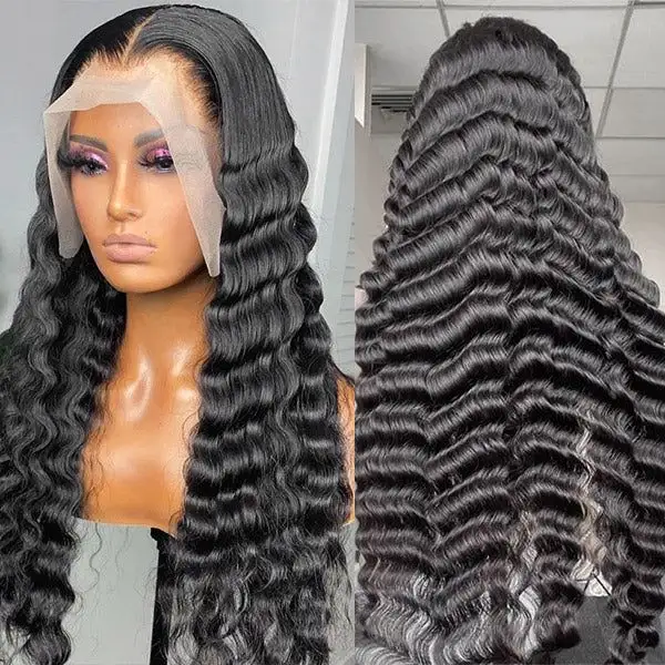 Fuxin 13x4 Lace Front Human Hair Wigs Glueless Hd Lace Frontal Wig Raw Indian Hair Deep Wave Full Lace Front Wig With Baby Hair