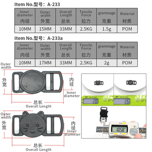 Collar de perro de <span class=keywords><strong>10mm</strong></span> Hebilla de plástico con hebilla de seguridad Cordón Hebilla separable de seguridad - Product Image 2