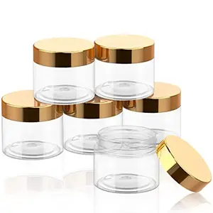 4oz 8oz Contenants cosmétiques vides de luxe OEM Emballage cosmétique biodégradable Pot de crème en plastique avec couvercle doré