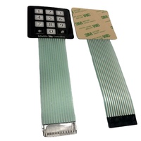 Keypad Membran Switch 3*4 Matriks Embossed 3M467 Perekat Pengontrol Jarak Jauh LED Backlit Warna Kustom Perak/Tembaga FPC