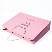 Sac cadeau en papier rose avec poignée en ruban de satin pour emballage de faveurs de mariage, sac événementiel personnalisé imprimé en gros