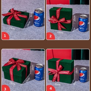 <b>Empty</b> Rectangular <b>Gift</b> <b>Box</b> for Scarf and Clothes Christmas Style Green with Lid and Bottom Customized Logo Ribbon - Product Image 6