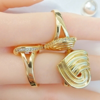 JML Großhandel Luxus Damen 14 Karat Laminiertes Gold Herzring Hochwertiges Messing Joyera De Oro Laminado Anillo