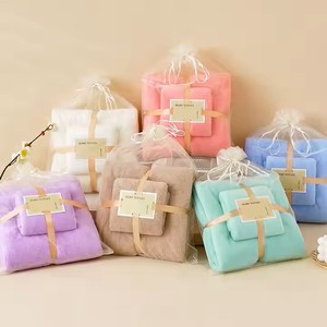 Juegos de toallas de baño de lana <span class=keywords><strong>Coral</strong></span> de microfibra de tejido suave, respetuoso con el medio ambiente, superabsorbente, de secado rápido, regalo de Color sólido para el hogar - Product Image 1