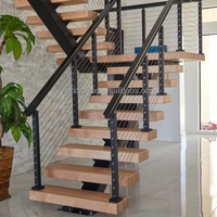 YL METAL Escalier Flottant Moderne avec Marches en Bois pour Intérieur, Conception de Qualité Supérieure