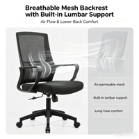 Chaise de bureau ergonomique en maille à dossier moyen pour personnel, chaise pivotante de haute qualité pour bureau, salle de réunion, chaise de visiteur, chaise de bureau