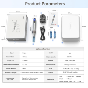Stylo électrique sans fil professionnel MEDI M8S avec micro-aiguilles, 6 vitesses, facile à utiliser pour les soins de la peau et le maquillage permanent - Product Image 6