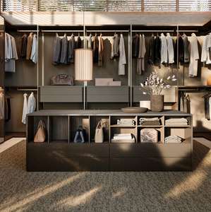 Armoire compte-gouttes murale moderne et ouverte Armoire penderie meubles de chambre à coucher Systèmes de placard Organisateur Armoire à portes coulissantes en verre - Product Image 1