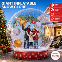 Globe de neige gonflable géant avec flux d'air continu, en PVC imperméable, pour décoration de cabine photo extérieure de Noël, impression personnalisée