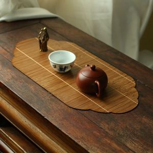 Alfombrilla de Bambú Tejida para Té, Plana, Color Bambú Carbonizado, Antideslizante, Accesorios para la Ceremonia del Té - Product Image 3
