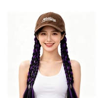 Casquette de baseball et perruque queue de cheval tressée 2-en-1, double tresses, fabriquée à la machine, réglable, cheveux synthétiques résistants à la chaleur, 9 couleurs, 1 pièce