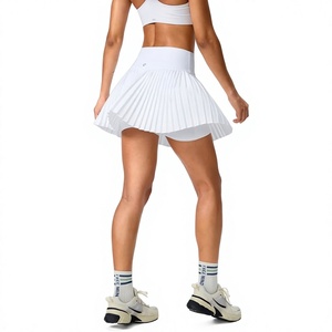 Women High Waist <b>White</b> Solid Color Sporty Mini <b>Skirt</b> With Pocket Breathable Spandex Polyester Fabric All Seasons Wear - Product Image 6