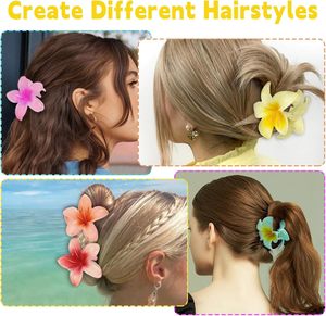 Pinza de Pelo Grande de 8.5cm con Flor Dulce, Accesorios para el Cabello, Pinza de Pelo de Plumeria con Efecto Moiré para la Parte Trasera de la Cabeza - Product Image 5