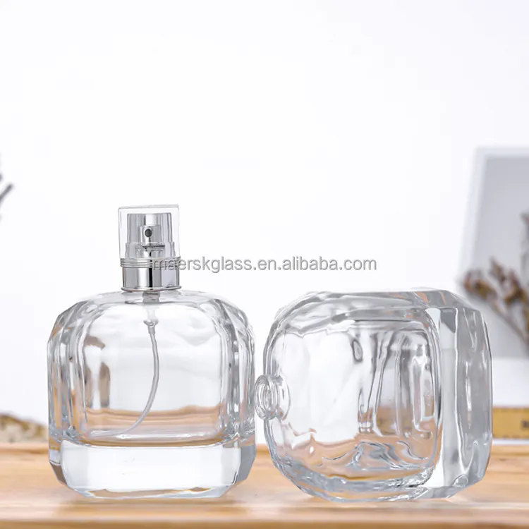 Hete Verkoop 100 Ml Vierkante Transparante Glazen Parfum Spuitfles Cosmetische Spray Parfum Glazen Fles Parfum