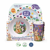 Ensemble de vaisselle pour enfants RPP, best-seller, 3 pièces, design mignon d'animaux, vaisselle ronde en PP, ensemble d'assiettes en fibre de bambou pour enfants