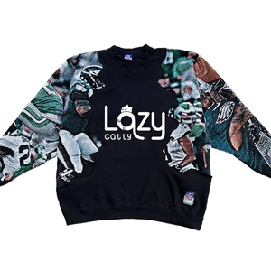 Bajo MOQ Diseño personalizado rápido Equipo de rugby Patchwork Hombres Pullover EE. UU. Sudadera con capucha de gran tamaño Suéter de tapiz - Product Image 6