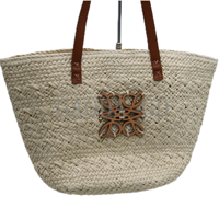 D vente en gros de sac à main de mode design fait à la main raphia sac de paille été plage Simple sac de balle de maïs fourre-tout pour les femmes sac seau