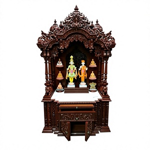 Trendy Teak Wooden Temple With OM Design Big Size Pooja Temples in Teak Wood for Sale Designer Large Size Teak Wood Temple - Product Image 3