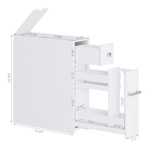 Mobile da Bagno con Cassetto Estraibile, Armadietto Portaoggetti in <span class=keywords><strong>Legno</strong></span> Autoportante con Portarotolo - Product Image 4