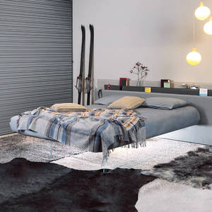Cama King Size Vele de Lujo, Estilo Italiano de Mediados de Siglo, con Paneles de Madera Sólida y Acabado Cromado - Product Image 3