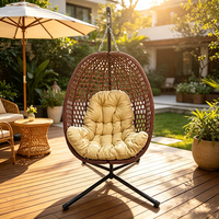 Fauteuil suspendu en osier avec structure en acier moderne pour extérieur, jardin et patio, avec support – Vente en gros