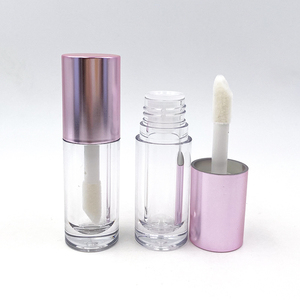 Tube de brillant à lèvres vide en gros d'usine 5,5-6 ml, contenant en plastique transparent pour gloss, avec capuchon rose métallisé électroplaqué, pour huile à lèvres - Product Image 5