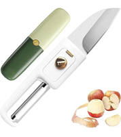 Gadget de cuisine manuel en acier inoxydable 2-en-1 Outil en métal durable et efficace pour la coupe et l'épluchage des fruits et légumes