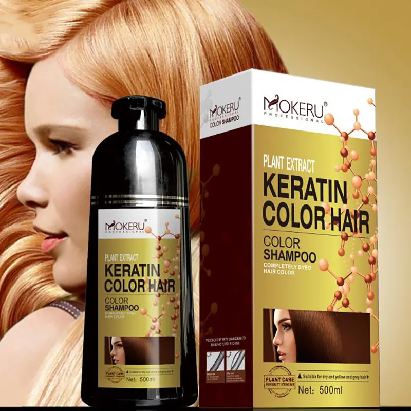 Commercio all'ingrosso personalizza Mokeru Keratin Hair Dye Cream Natural Fast Hair Color Permanent Brown Black Hair Dye Shampoo per donna uomo