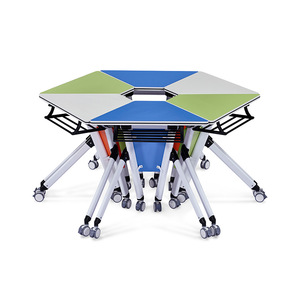 Starlight Smart Classroom Combination Desks And Chairs Hexagonal Table With <b>Wheels</b> For Training And Tutoring Use - Product Image 2
