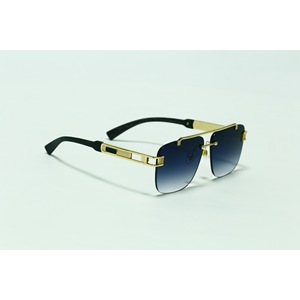 Nouvelles lunettes de soleil carrées sans monture de style européen et américain pour hommes, avec double pont en métal et branches imitation bois, protection UV400 - Product Image 2