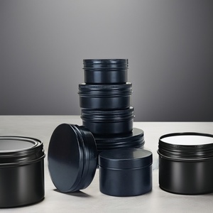 Pot en aluminium vide de haute qualité pour emballage, pot en aluminium noir mat pour pommade et crème à barbe avec bouchon à vis - Product Image 2