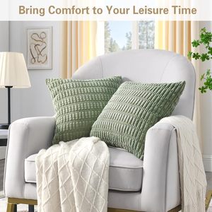 Housses de <span class=keywords><strong>coussin</strong></span> décoratives en velours côtelé doux rayé carré housses de <span class=keywords><strong>coussin</strong></span> ferme moderne décor à la maison pour canapé-lit de printemps - Product Image 3
