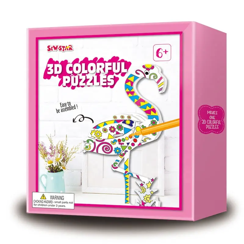 Renkli DIY bulmaca unicorn Flamingo hayvan çizim seti sanat ve el sanatları seti çocuklar için eğitici oyuncak