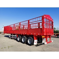 Remorque semi-remorque robuste à clôture haute pour l'élevage, capacité de 50 tonnes, matériau en acier, 4 essieux, 60 cm détachable