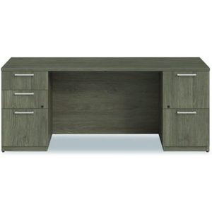Alera AE1NZK-UF2472FF Meuble de rangement à double piétement série Seville 72 pouces. X 24 pouces X 29 In. Matériel en bois finition noyer - Product Image 2
