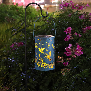 <b>Solar</b> Garden <b>Lantern</b> With Hummingbird Floral Cutout Projection <b>Hanging</b> Outdoor Decor Light LED <b>Solar</b> Powered - Product Image 3