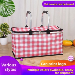 Nouveau style panier isotherme portable pliable en tissu Oxford avec poignée, grande capacité, pour pique-nique et livraison de fruits en extérieur - Product Image 2