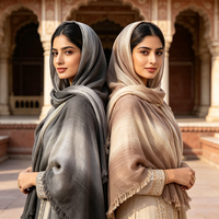 Série Arc-en-ciel Dégradé 2026 – Foulard Long en Rayonne Satinée Imprimée – Écharpe Légère pour Femme avec Pompons – Hijab Musulman