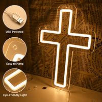 Letrero LED USB con Forma de Cruz, Decoración de Pared, Luz Colgante, Lámpara Decorativa para Hogar, Bar, Boda, Fiesta, Logotipo Personalizado
