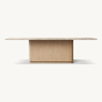 Table à manger en marbre naturel Dream Home, base en chêne massif, style Wabi Sabi, mobilier de salle à manger résidentiel pour villa