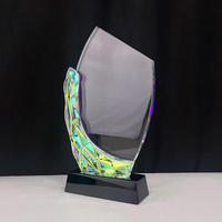 Nouvelle plaque de récompense en verre cristal arc-en-ciel au design personnalisé