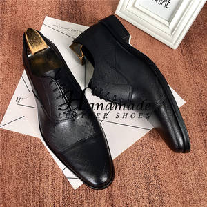 Chaussures à bout capuchonné en trois parties, chaussures Oxford pour hommes en cuir pleine fleur, pour affaires, formelles et décontractées, chaussures de costume - Product Image 3