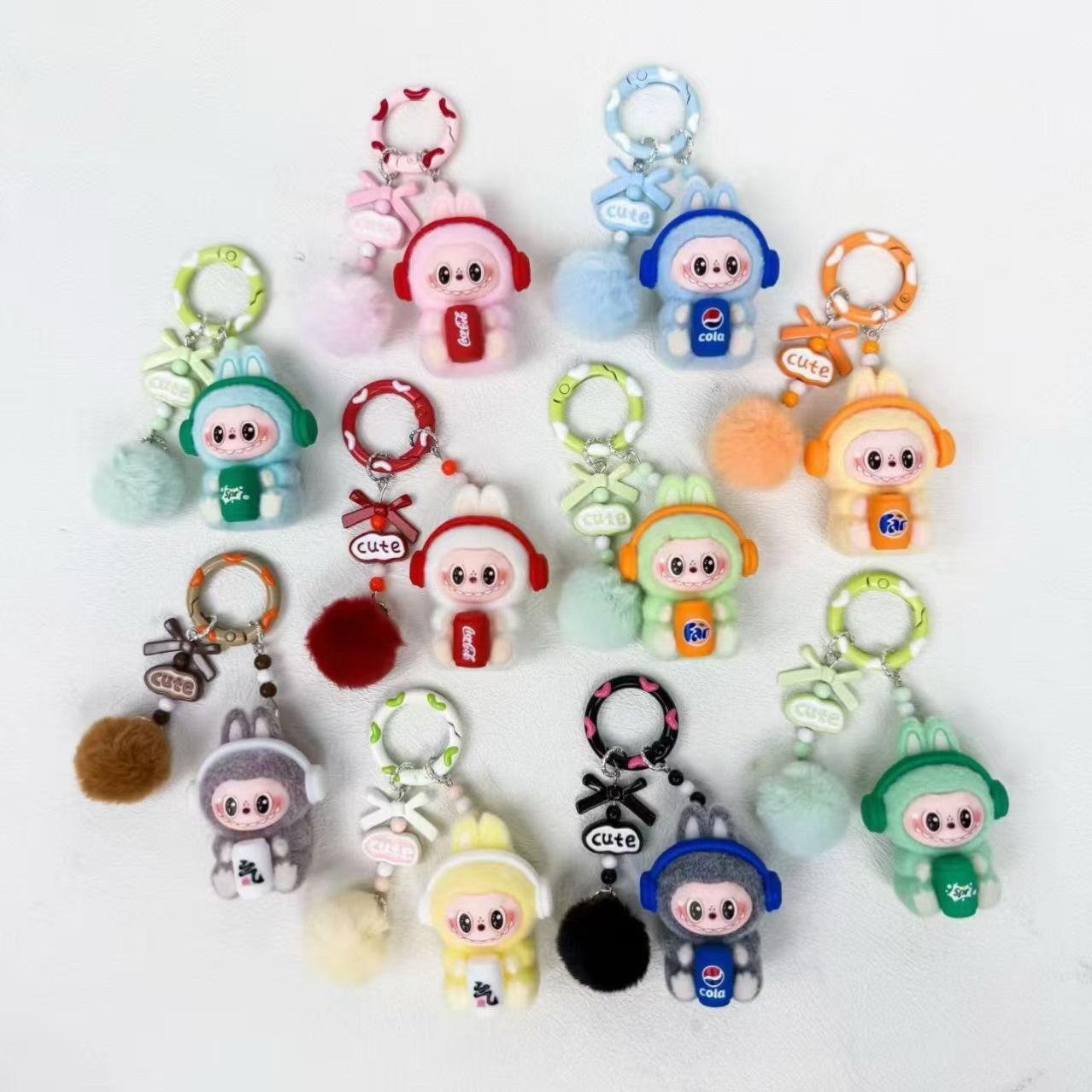 labubu coca cola mystory keychain