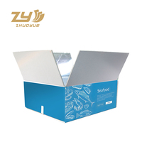 Boîte en carton gaufré personnalisée avec doublure en aluminium et éponge, pour la livraison étanche et isolée de produits congelés (poisson, viande, légumes, fruits)