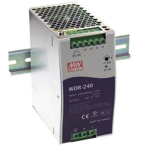 Alimentation électrique sur rail DIN Mean Well WDR-240-48 230W, sortie 48V, sortie simple, refroidissement par convection naturelle - Product Image 1