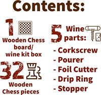 Aérateur de bar, bouchon, ouvre-bouteille, anneau anti-goutte, pièces d'échecs, accessoires pour bouteille de vin, ensemble d'ouvre-bouteille avec jeu d'échecs dans une boîte en bois