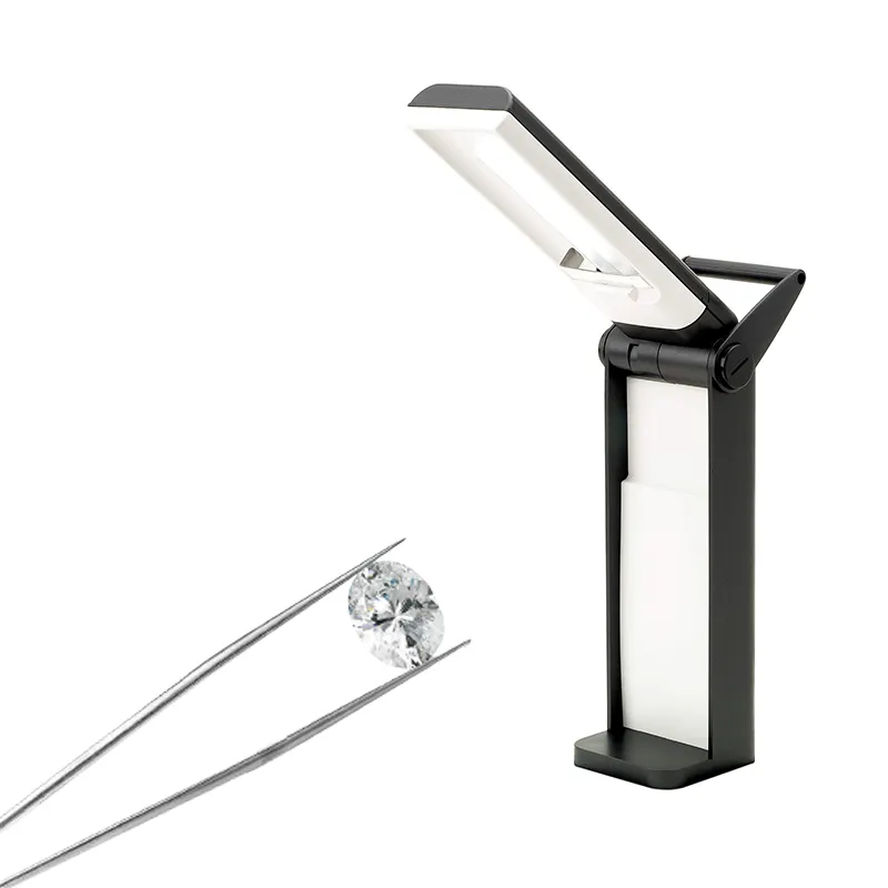 Lampe pliante portable de bijoux de conception compacte 9w lumière du jour fluorescente lampe d'outil de classement de pierres précieuses de diamant avec arrêt automatique